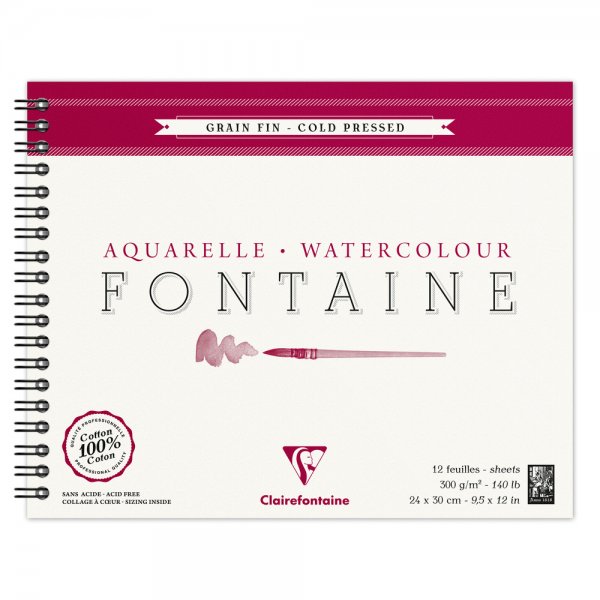 Fontaine Album Spiralé -12F - 24x30cm - 300g - grain fin