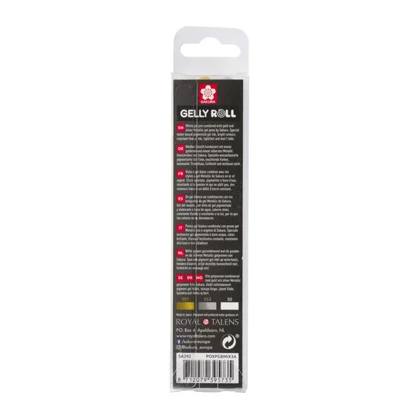 Set de 3 Stylos Gel Sakura Gelly Roll "The Favourites" – Or, Argent, Blanc – Image 2