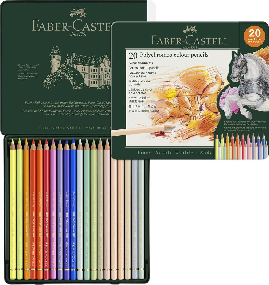 Boîte Métal 20 Crayons de Couleur Polychromos Faber-Castell – Nouvelles Couleurs – Image 2